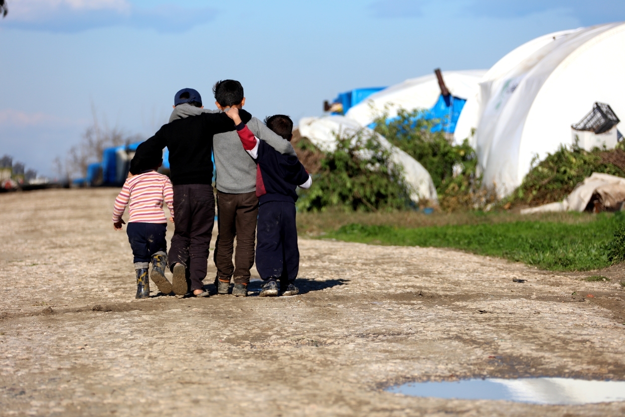 Syrian children in refugee camp